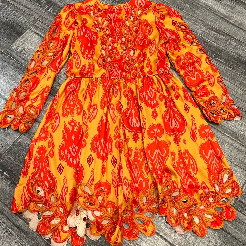 Bright red and orange satin top